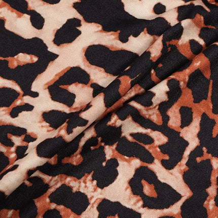 Plus Size Womens Elegant Leopard Print Long Sleeve Top Lace Trim Deep V-Neck Suitable for plus size wear Fashion Sexy