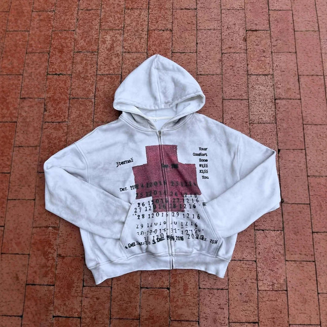 Personalized printed sportswear for autumn and winter long sleeved pullover hoodie retro jacket street fashion men and women