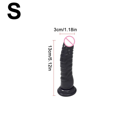 Realistic Black Dildo with Strong Suction Cup Base, Soft Penis Sex Toy for Women and Men, Hands-Free Anal Vaginal Adult Toy in M