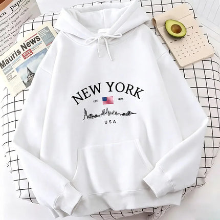 NEW YORK Letter Print Hoodies Spring Autumn Winter Casual Hoodies Sweatshirts Men Women Trendy Aesthetic Top