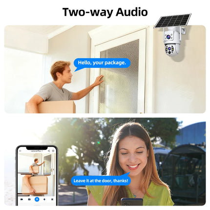 JOOAN 8MP WiFi Solar Camera Outdoor CCTV Surveillance Camera With Solar Panel Dual Lens PTZ Night Vision Scurity Protection