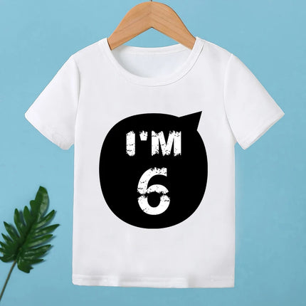 2025 Children Happy Birthday I'M 1 2 3 4 5 6 7 8 9 Years Number Print Funny T-shirts Boys & Girls Baby Tops Kids Summer T shirt