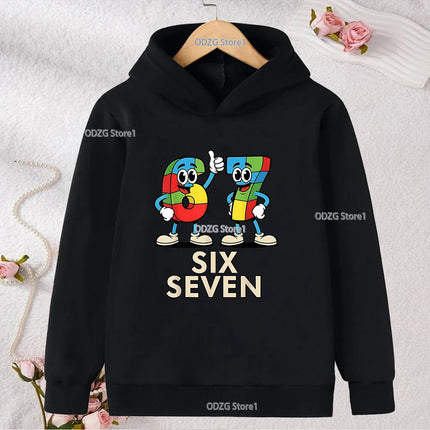 Autumn Winter Six Seven 67 Number Print Children's Hoodies Casual Fashion Boys Girls Long Sleeved Sweatshirt Warm Kids Pullovers