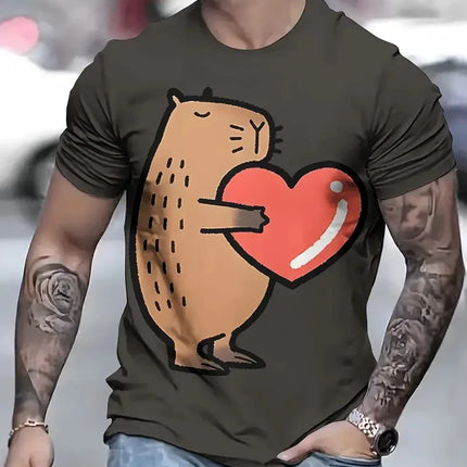 3D Print Funny Capybara Graphic T Shirt For Men Women Cute Animal Capybara T-Shirts Summer Casual Fashion Loose Kids Tees Tops