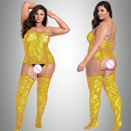 New Plus Size Bodystocking Bodysuits For Women Sexy Fishnet Lingerie Babydoll Dress Porno Underwear Mesh Stockings For Sex