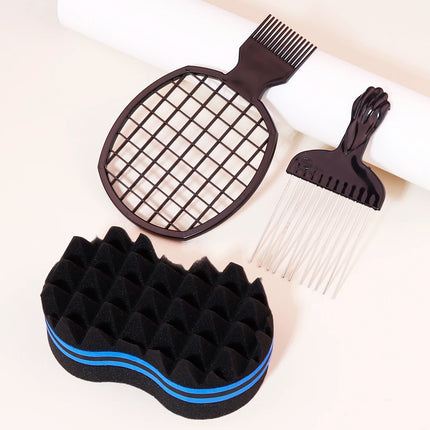 3 pieces of black metal hair salon men's dirty braids, African hair forks, combs, hair combing tools Special for real hair wigs