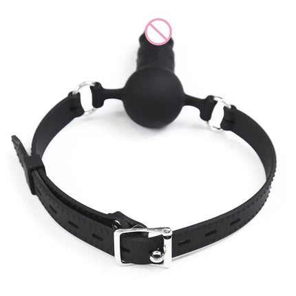 Silicone Dildo Ball Gag PU Strap Mouth Plug Sexy Adult BDSM Bondage Restraints Roleplay Slave Toys for Women Men Couples Bed