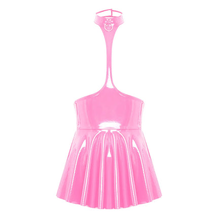 Womens Lingerie Open Chest Open Cup Bodysuit Patent Leather Latex Catsuit Costume Bare Breast Exposed Bodycon Bodysuit Dresses