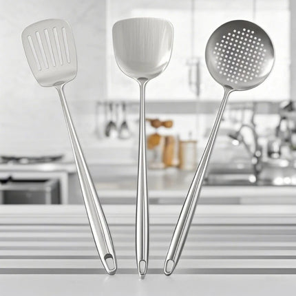 Food Stainless Steel Wok Spatula Metal kitchen utensils Slotted Turner Spoon Ladle Cooking Tools Utensil Set Kitchen Accessories