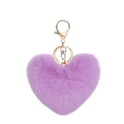 New Heart Plush Hair Ball Keychain Women Leopard Pompom Love Car Key Chain Bags Pendant Hairball Key Rings Jewelry llaveros 키링