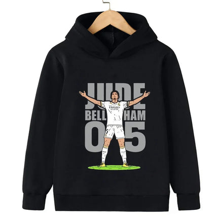 Messi Printed Children's Hooded Hoodie Plus Velvet Sweatshirt Casual Sportswear Pullover Black Top Boy and Girl Kid Baby Clothes