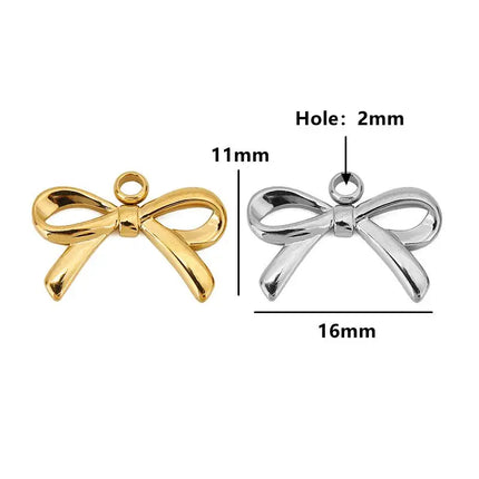 5pcs Stainless Steel Bow Knot Charms Waterproof Pvd Plated Gold Bow Pendants for DIY Earrings Bracelets Necklace Jewelry Making