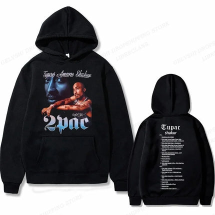 Tupac 2pac Graphic Hoodie Men Clothing Fashion Oversized Hip Hop Comfortable Autumn Winter Sweatshirt Male Casual Fleece Hoodies