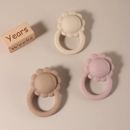 Hot Sale Cute Lion Baby Rattle with Bell Inside Silicone Teether 0-1 Year Toy Musical Baby Toy Baby Teether