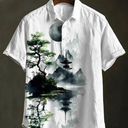 Men's polo shirt octopus print short-sleeved polo shirt summer fashion casual large size Hawaiian resort style printed top