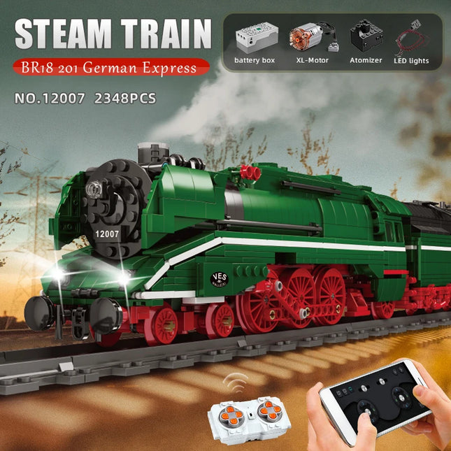 Mould King 12007 Technical Car Toys The APP&RC Motorized BR18 201 German Express Train Model Building Blocks Bricks Kids Gift