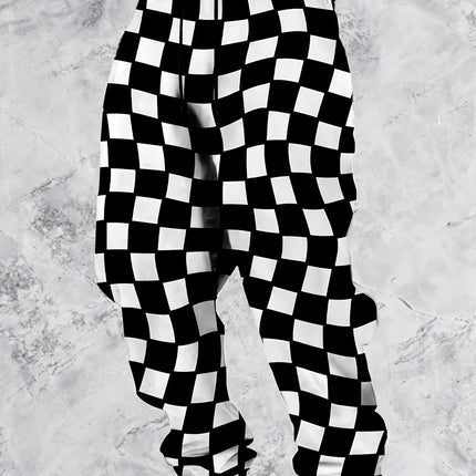 2025 Checkered Pattern Pants Street Pants Men's Side Pockets Elastic Drawstring Sweatpants Joggers Pants for Men Casual Trousers
