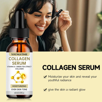 YOUNGCOME Collagen Serum with Vitamin B & Green Tea Extract - Hydrating Face Serum for Moisturizing & Even Skin Tone