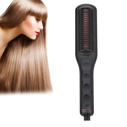 Corded Electric Comb Negative Ion Technology 180-230℃ 1H Auto Shut Off Anti-Frizz Design Hair Straightener Brush for Women