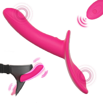 Strap-On Vibrating Dildo Adjustable Harness Vibrator with 10 Vibration Modes Wearable Harness Sex Toy for Female Couple Lesbians