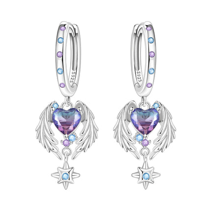 Hot Sale Original 925 Sterling Silver Zircon Pink Paw Print Earrings Heart Flower Leaf Design Women Party Jewelry Gift Ear Loops
