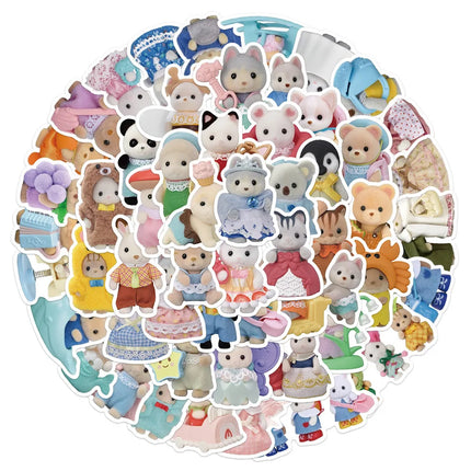 55PCS Calico Critters Stickers Graffiti Stickers DIY Diary Phone Case Handmade Scrapbook Aesthetic Stickers