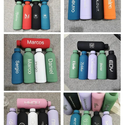 Custom Logo Name Thermos Large Vacuum Flask Stainless Steel Portable Thermos Bottle Outdoor Sports Water Bottle Travel Mug 500ml
