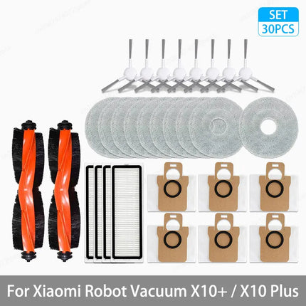 For Xiaomi Robot Vacuum X10+ / X10 Plus Parts Accessories Main Brush Side Brush Hepa Filter Mop Cloth Dust Bag Replacement Spare
