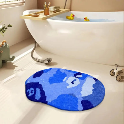 VIKAMA modern camouflage style oval bathroom carpet, anti-slip and washable floor mat, bathroom entrance shower room carpet