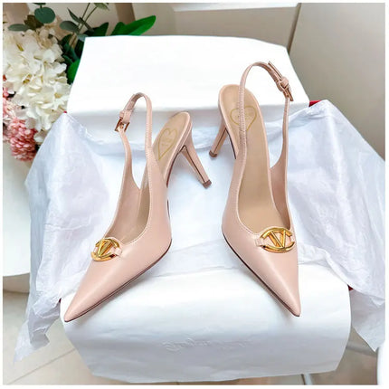 Women's pointed high-heeled sandals for women's summer 2025 new style pointed high-heeled shoes with metal buckle single shoes