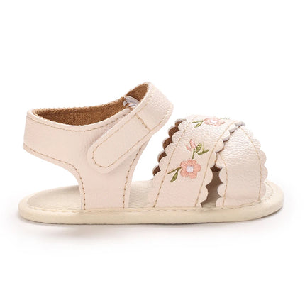 Spring and Summer New Baby Korean Version Flower Embroidered Princess Shoes For Women's Soft Soled Baby Walking Shoes