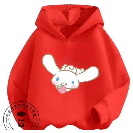 Cartoon Trendy Cinnamoroll Hoodie 3-14Y Boys Girls Autumn Winter Cute Kawaii Street Hot Fashion Outdoor Casual