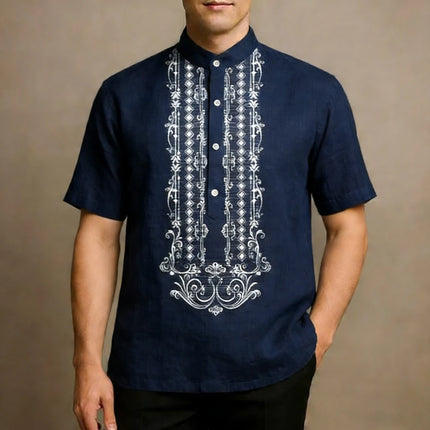 2026 Men's Linen Short Sleeve Shirt Ethnic Plant Totem HD Printed Shirt Hawaiian Outdoor Fishing Men's Clothing Fast Shipping