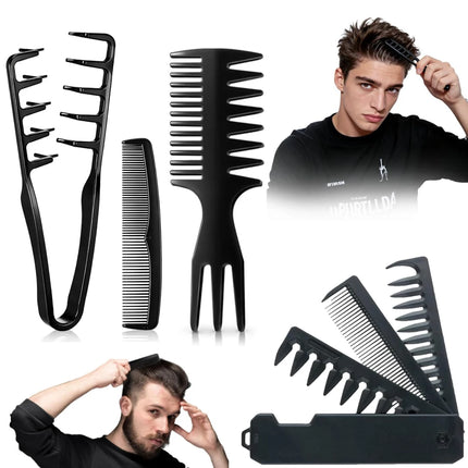 4pc Hair Comb for Men Hair Brush Set, Vent Brush Texture Comb Men Styling Comb Wide Tooth Design for Unique Styles Salon Tools