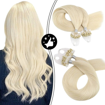 Moresoo Micro Link Hair Extensions Human Hair Micro Loop Hair Cold Fusion 50G Invisible Brazilian PreBonded Remy Micro Ring Hair