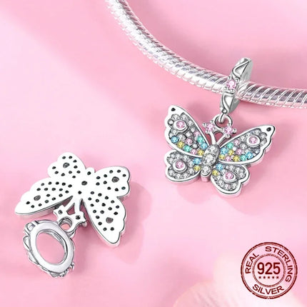 925 Sterling Silver Classic Purple Heart Shape Dragon Pegasus Butterfly Charms Beads Fit 3mm Original Bracelet DIY Jewelry Gift