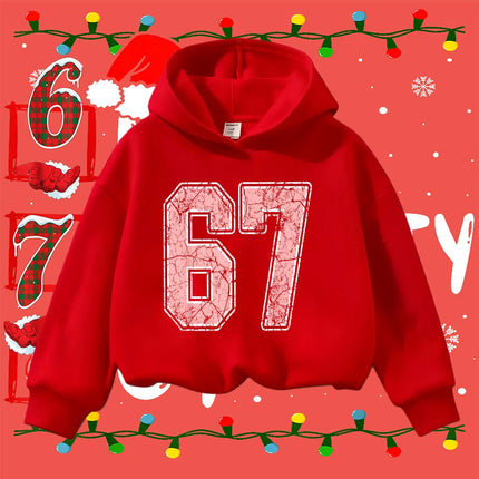 Kids Christmas Sweatshirt 67 Graphic Pullover Toddler Boys Girls Winter Casual Long Sleeve Top