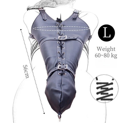 BDSM Leather Long Arm Restraint Gloves with Adjustable Straps Zipper Closure Handcuffs for Couple Hand Bondage Adult Sex Toys
