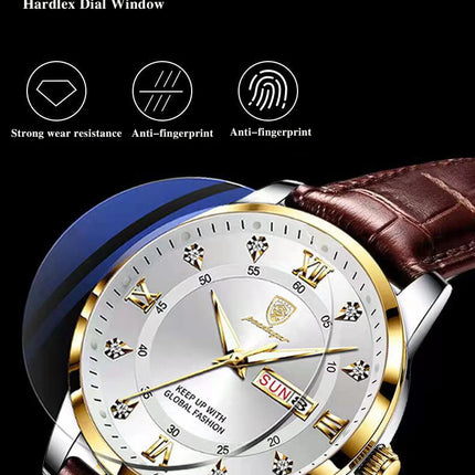 POEDAGAR Casual High Quality Men Watch Waterproof Luminous Leather Original Man Wristwatch Quartz Business Watches For Men Reloj