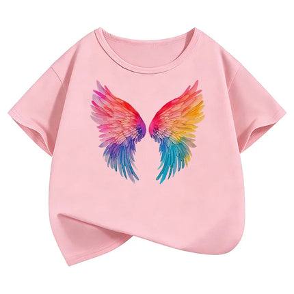 Fashion Colorful Wing T Shirts Graphic Short Sleeve Kids Children's T-shirt Boys Girls Summer Spring Casual Top Tee Shirt