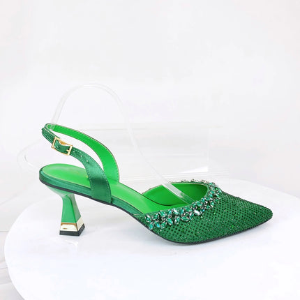 Insightlink Lady High Heels Crystals Shoes and Bag Set Rhinestone Handbag with Sandals for Wedding Gems Clutch Purse with Shoes