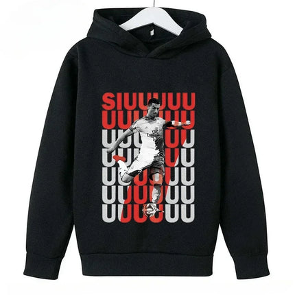 Spring Autumn Casual Children's Hoodie Sports Sweatshirt for Boys and Girls Ronaldo Printed 2-14 Years Fashion Kids Pullover Top