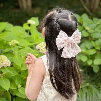 New Floral Print Bow Baby Hair Clips Korean Big Bowknot Sweet Girl Hairpins Princess Barrettes Kids Hair Accessories Photo Props