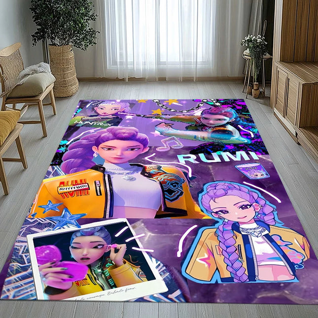 K-Pop Demon Hunters Golden Saja Boys Living Room Non-Slip Area Rug Soft Carpet for Bedroom Playroom Sofa, Home Decor Doormat