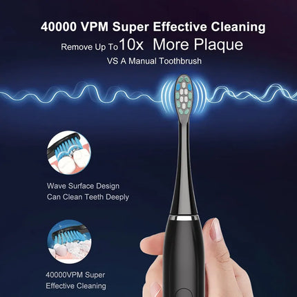 Sonic Electric Toothbrushes for Adult Kid Smart Timer Whitening Toothbrush IPX7 Waterproof 8 Replaceable Heads Set