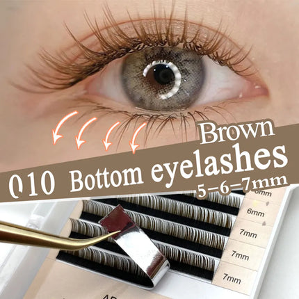 Abonnie Bottom Brown Lower Lashes 5mm 6mm 7mm Short Synthetic Mink Individual Eyelash Extension Lower Eyebrow Lashes Makeup