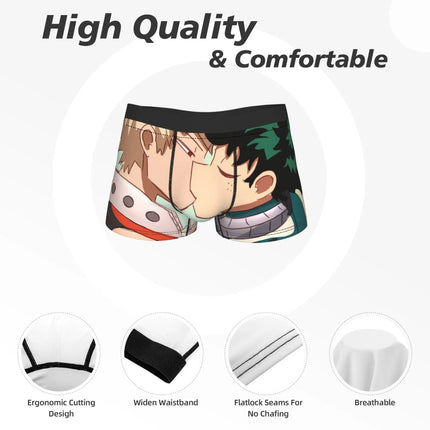 Men's My Hero Academia Anime Long Underwear Deku Bakugo Funny Boxer Briefs Shorts Panties Male Soft Underpants M-XXL