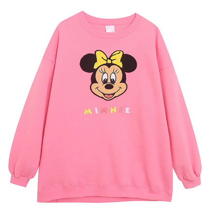 Disney World Disneyland Embroidery Sweatshirt Women Casual Fleece Jumper Mickey Daisy Duck Cartoon Loose Pullover Top O Neck