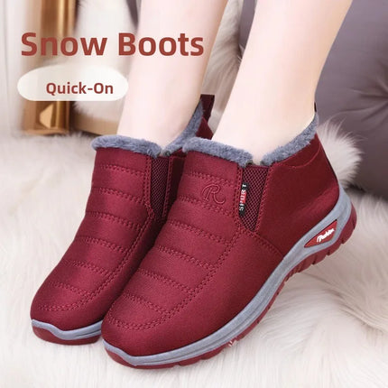 Winter New Fleece Lined Anti-slip Soft Bottom Women's Short Boots Thick Warm Cotton Shoes round Toe Casual Style Comfortable