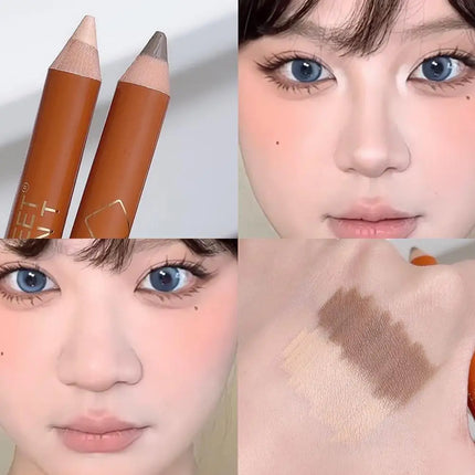Double-ended Contouring Pen Makeup Facial Sculpting Shadow Sculpting Contour Nose Natural Shading Stick 3D Highlighter Penc M3Y7